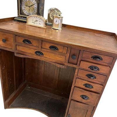 Furniture - Antique Watchmakers table & tools - Standing Desk w/ Clocks and tools