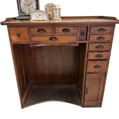 Furniture - Antique Watchmakers table & tools - Standing Desk w/ Clocks and tools