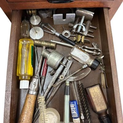 Furniture - Antique Watchmakers table & tools - Standing Desk w/ Clocks and tools
