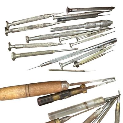 Furniture - Antique Watchmakers table & tools - Standing Desk w/ Clocks and tools