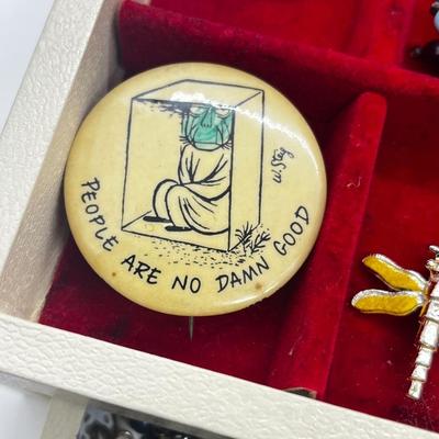 Lot 83: Jewelry Box LOADED with Vintage Costume Jewelry! Necklaces, Pins, Earrings and More!