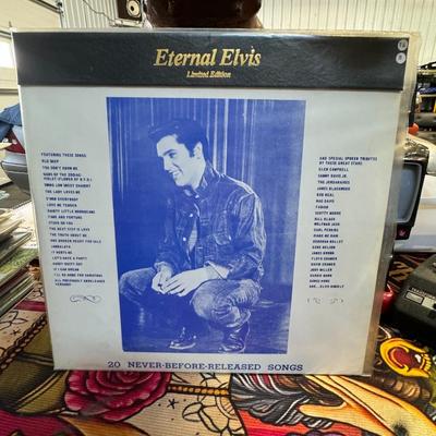 Sale Photo Thumbnail #121: "Eternal Elvis" [Image], which is a Limited Edition release featuring a mix of Elvis Presley songs and spoken tributes by various stars [Image].
Here's more information about this record:
Type of Release: It's identified as a 1978 US private press or boot