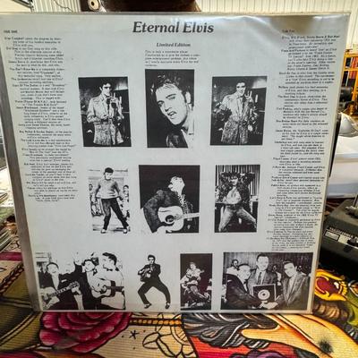 Sale Photo Thumbnail #122: "Eternal Elvis" [Image], which is a Limited Edition release featuring a mix of Elvis Presley songs and spoken tributes by various stars [Image].
Here's more information about this record:
Type of Release: It's identified as a 1978 US private press or boot