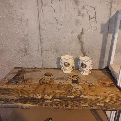 2 IMPERIAL PORCELAIN VASES AND A TAPESTRY MADE IN ITALY