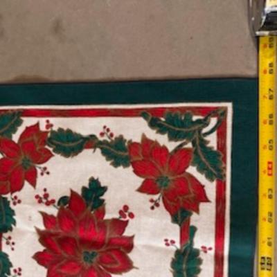 CHRISTMAS & OTHER LINENS PLUS A TABLE CENTERPIECE