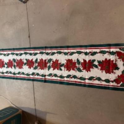 CHRISTMAS & OTHER LINENS PLUS A TABLE CENTERPIECE