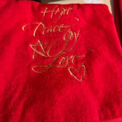 CHRISTMAS & OTHER LINENS PLUS A TABLE CENTERPIECE