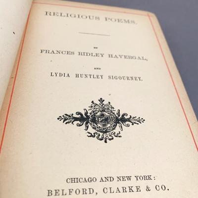 Religious Poems by Havergal & Sigourney Antique Hardback