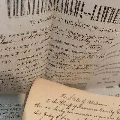 Mid 1800s Alabama Court Documents Ephemera Lot