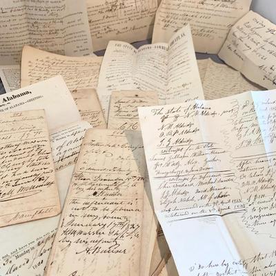 Mid 1800s Alabama Court Documents Ephemera Lot