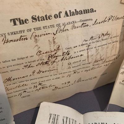 Mid 1800s Alabama Court Documents Ephemera Lot