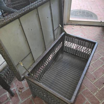 Wicker storage bench