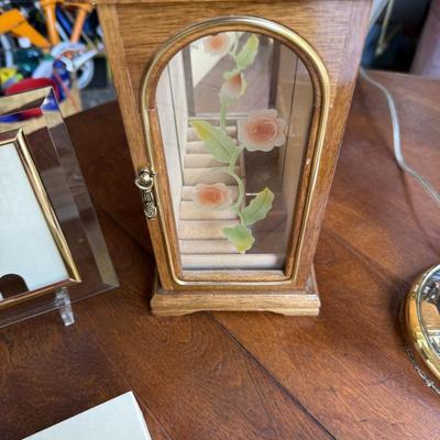 Sale Photo Thumbnail #105: This slot has a cute jewelry box in it. Folding handle basket, A storage box, A picture frame a lighted up mirror.