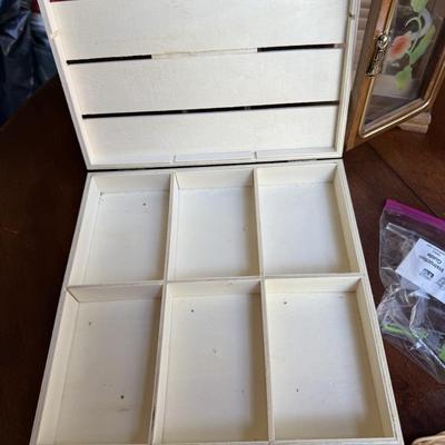 Sale Photo Thumbnail #109: This slot has a cute jewelry box in it. Folding handle basket, A storage box, A picture frame a lighted up mirror.