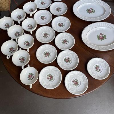 Sale Photo Thumbnail #111: This is for tea, cups and saucers and platters and plates. It is Wedgewood. please look at the pictures for any chips or cracks.