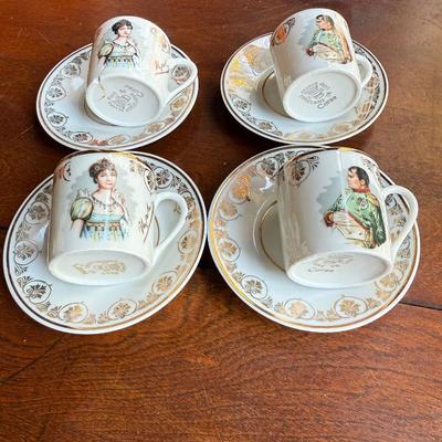 Sale Photo Thumbnail #154: This is for a set of horse saucers, one of the Josefina cups is broke as you can see in the picture the rest or not.