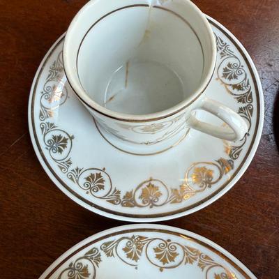 Sale Photo Thumbnail #151: This is for a set of horse saucers, one of the Josefina cups is broke as you can see in the picture the rest or not.
