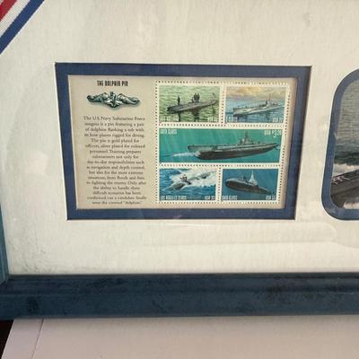 Sale Photo Thumbnail #216: Produced by the Mystic Stamp Company. Center pane is the cover of the original booklet, left and right panes each have 5 different submarine stamps. In good condition.
