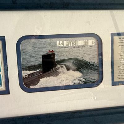Sale Photo Thumbnail #215: Produced by the Mystic Stamp Company. Center pane is the cover of the original booklet, left and right panes each have 5 different submarine stamps. In good condition.