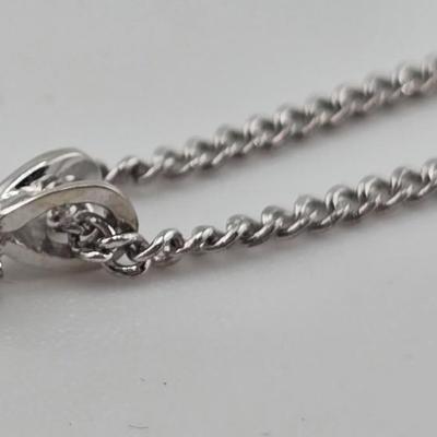 Lot 56: 20" Sterling Silver Link Necklace with Diamond Pendant / 2g