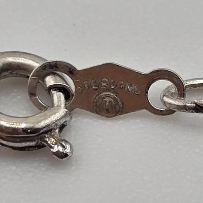 Lot 56: 20" Sterling Silver Link Necklace with Diamond Pendant / 2g