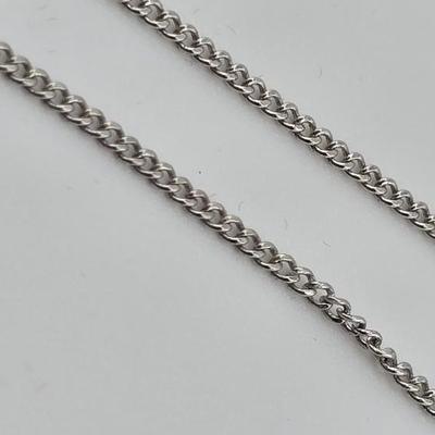 Lot 56: 20" Sterling Silver Link Necklace with Diamond Pendant / 2g