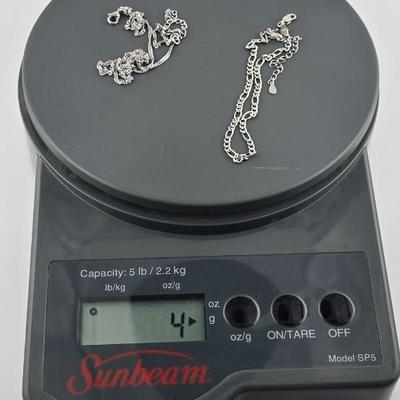 Lot 57: 925 Silver Necklace & Silver Link Anklet / 4g