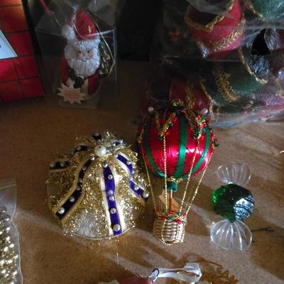 CHRISTMAS ORNAMENTS, BEADED GARLAND AND MORE