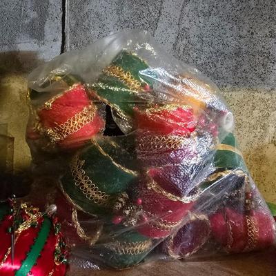 CHRISTMAS ORNAMENTS, BEADED GARLAND AND MORE