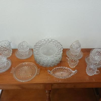 FOSTORIA GLASS CUPS, PLATES & SERVING PIECES