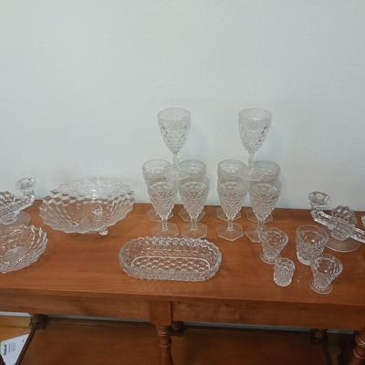 FOSTORIA STEMWARE, CANDLE HOLDERS, FOOTED BOWL AND MORE