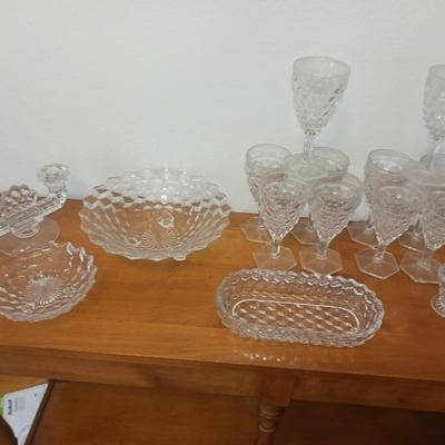 FOSTORIA STEMWARE, CANDLE HOLDERS, FOOTED BOWL AND MORE