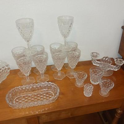 FOSTORIA STEMWARE, CANDLE HOLDERS, FOOTED BOWL AND MORE
