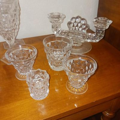 FOSTORIA STEMWARE, CANDLE HOLDERS, FOOTED BOWL AND MORE