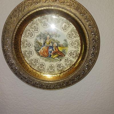 FRAMED NEEDLEPOINT AND VICTORIAN SCENE WALL ART