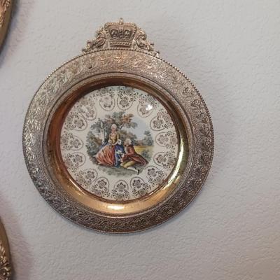 FRAMED NEEDLEPOINT AND VICTORIAN SCENE WALL ART
