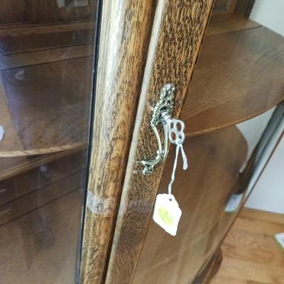 GORGEOUS ANTIQUE CURVED GLASS DISPLAY CABINET