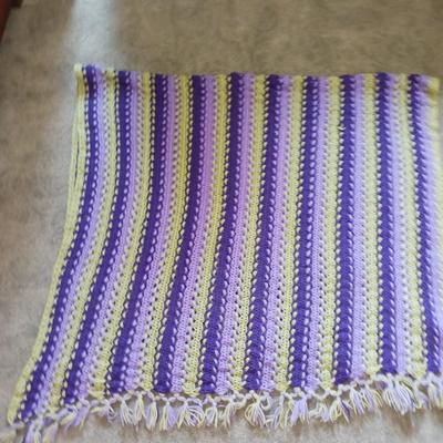 2 HAND KNIT THROW BLANKETS