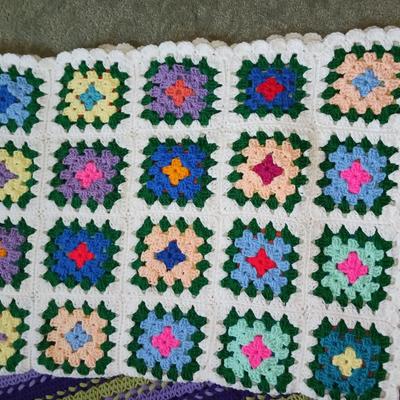 2 HAND KNIT THROW BLANKETS