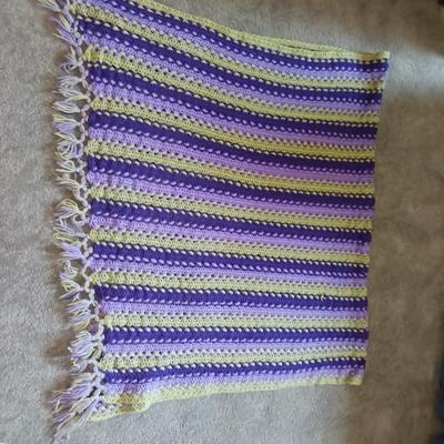 2 HAND KNIT THROW BLANKETS