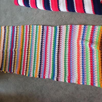 2 HAND KNIT THROW BLANKETS
