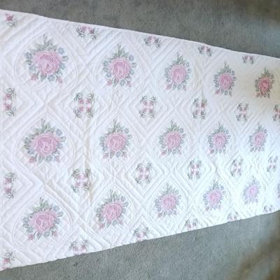 HANDMADE NEEDLEPOINT QUILTED BEDSPREAD