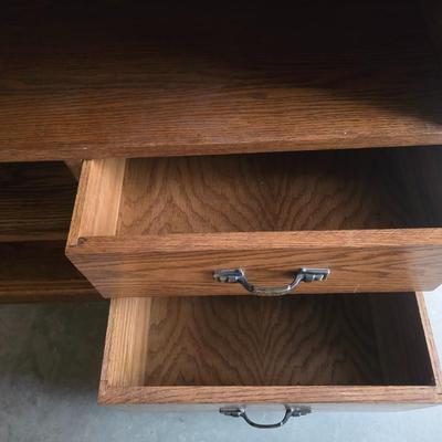 SOLID WOOD TV STAND WITH 2 DRAWERS