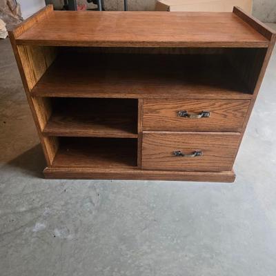 SOLID WOOD TV STAND WITH 2 DRAWERS