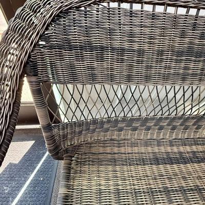 Sale Photo Thumbnail #348: Garden Treasures Severson Outdoor Sofa.  Made from an all-weather wicker material, has a steel frame.  Like-new condition. Approx. 48" wide and 36" tall at the back.