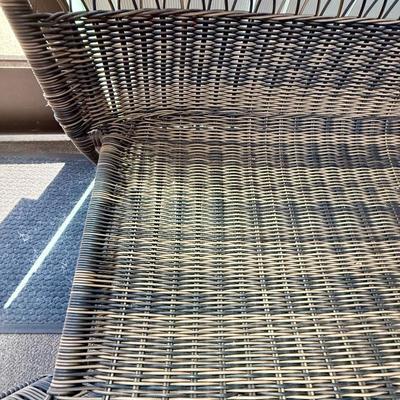 Sale Photo Thumbnail #347: Garden Treasures Severson Outdoor Sofa.  Made from an all-weather wicker material, has a steel frame.  Like-new condition. Approx. 48" wide and 36" tall at the back.