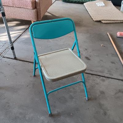 VINTAGE SOLID WOOD CHILD'S CHAIR & A FOLDING CHILD'S CHAIR