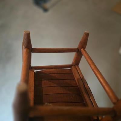 VINTAGE SOLID WOOD CHILD'S CHAIR & A FOLDING CHILD'S CHAIR
