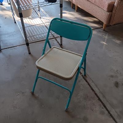 VINTAGE SOLID WOOD CHILD'S CHAIR & A FOLDING CHILD'S CHAIR