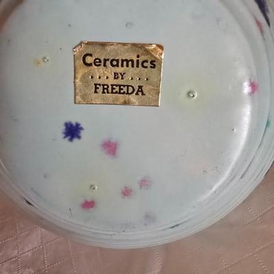 CERAMICS BY FREEDA FLOWER POT AND A BOWL ON A PEDESTAL